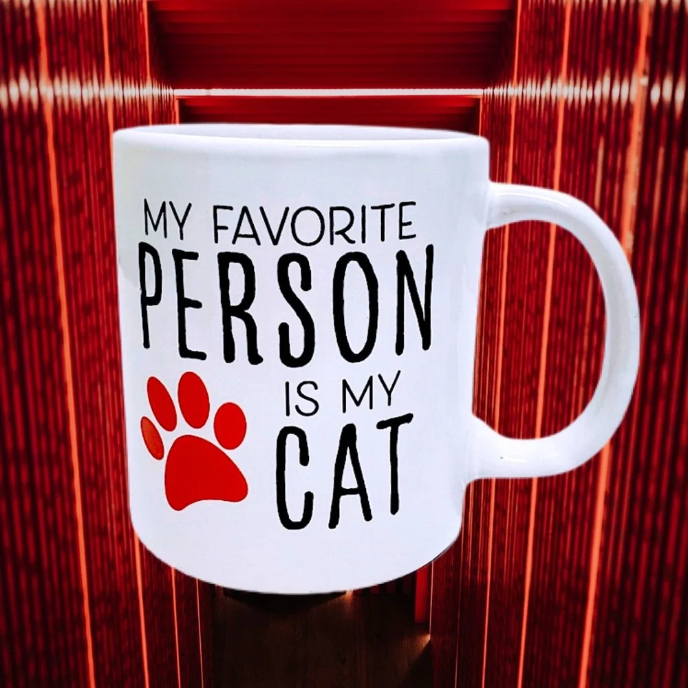 MY FAVORITE PERSON IS MY CAT MUG NWT - Picture 1 of 5
